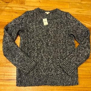 Sparkly Lurex Cable Knit Crewneck Sweater